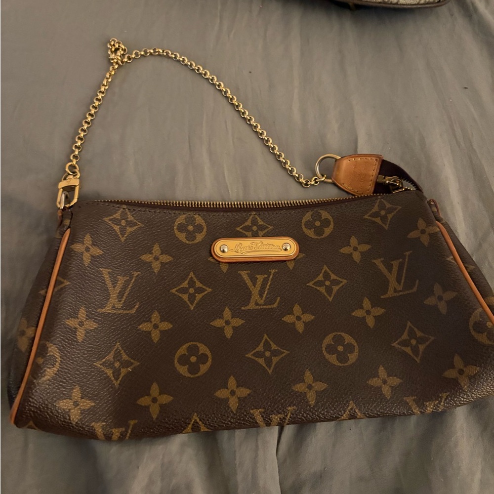 Louis Vuitton Brown Monogram Pouch with Gold Chain